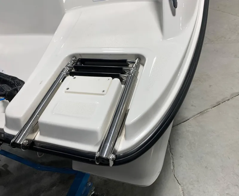 Slide: The Image of 2024 Bayliner Element M15 boat with stainless steel swim ladder. - 4