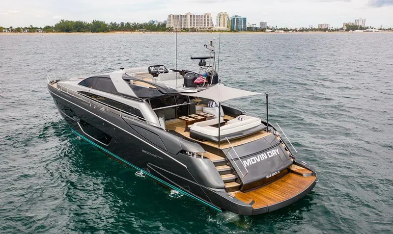 Slide: The Image of 2017 Riva 88 Domino Super luxury yacht on the water. - 3