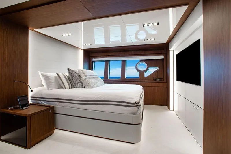Slide: The Image of Luxurious bedroom interior of 2017 Riva 88 Domino Super yacht with ocean view. - 34
