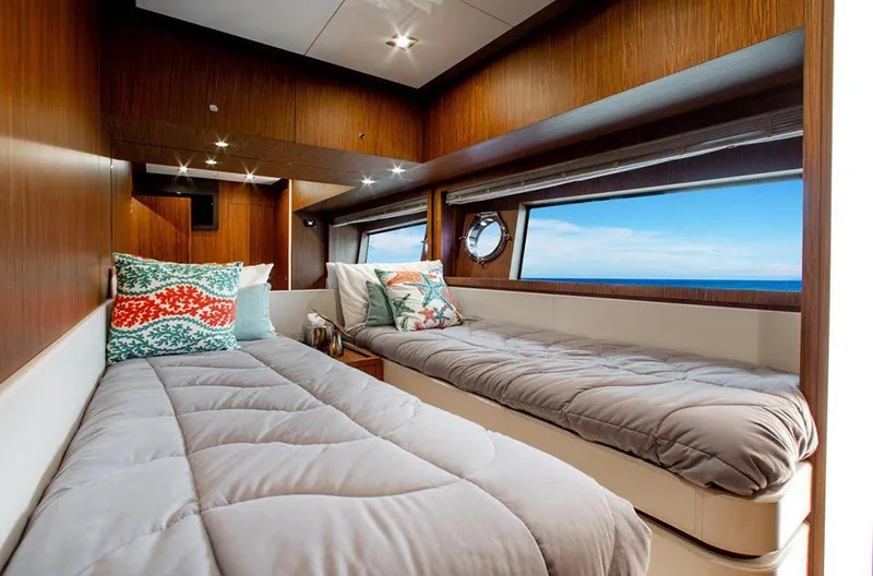 Slide: The Image of Luxurious twin bedroom on 2017 Riva 88 Domino Super yacht with ocean view. - 44