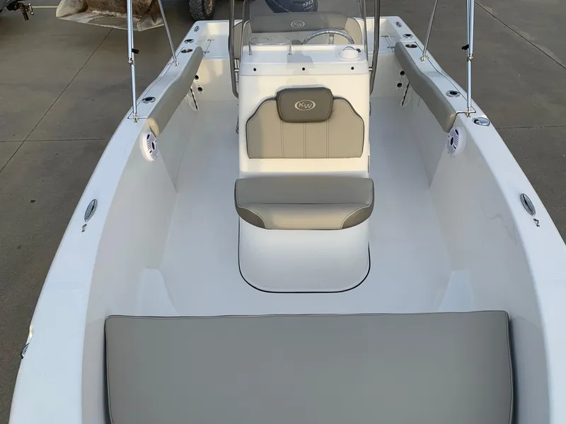 Slide: The Image of 2024 Key West 179 FS boat interior with seating and console. - 16