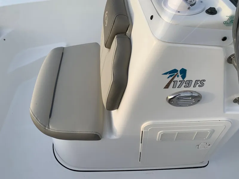 Slide: The Image of 2024 Key West 179 FS boat seat and console detail. - 4