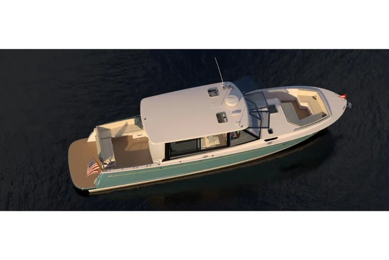 Slide: The Image of 2023 MJM 4 boat on water, top view. - 6