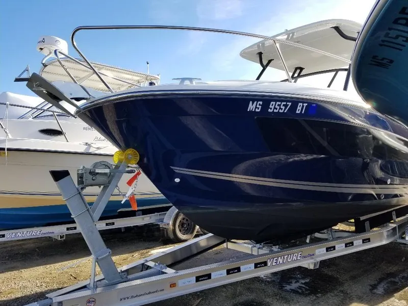 Slide: The Image of 2022 Jeanneau Leader 7.5 WA S3 boat on trailer, side view. - 19