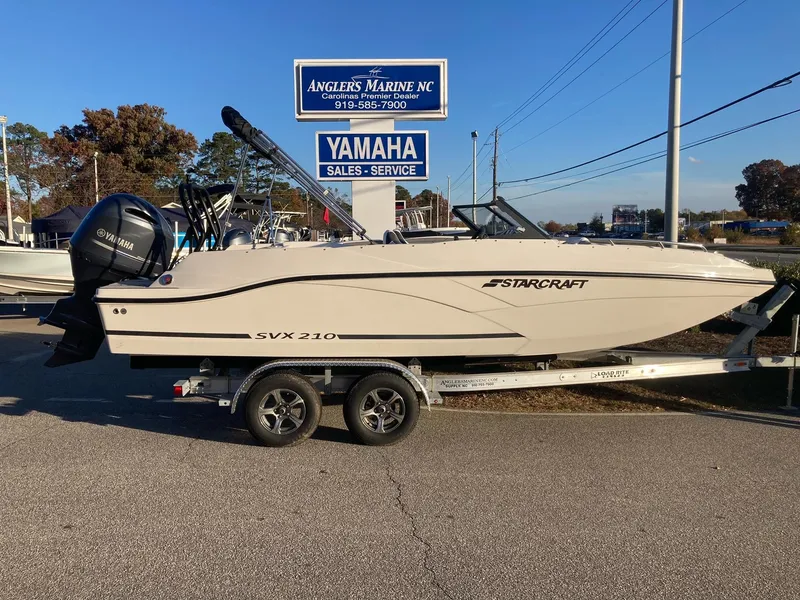 The Image of 2024 Starcraft SVX 210 boat on a trailer at Anglers Marine NC. - 0
