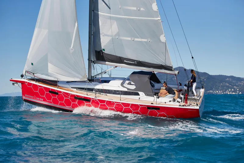 Slide: The Image of 2025 Dehler 38 SQ sailboat cruising on blue ocean waters. - 4