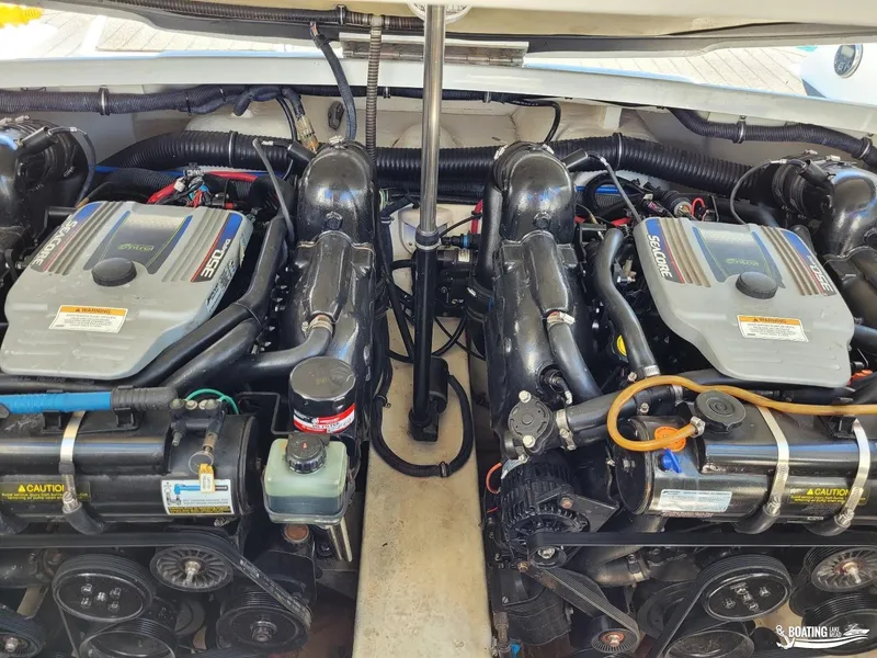 Slide: The Image of 2014 Formula 290 BR boat engine compartment with twin MerCruiser 350 MAG engines. - 24
