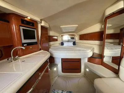 Slide: The Image of Interior of 2005 Sea Ray 340 Sundancer with bed and kitchenette. - 14