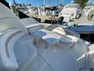 Slide: The Image of Interior of a 2005 Sea Ray 340 Sundancer yacht at the marina. - 37