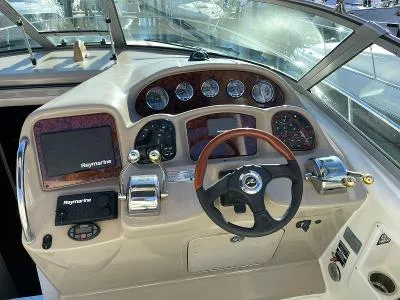 Slide: The Image of 2005 Sea Ray 340 Sundancer helm with Raymarine displays. - 39