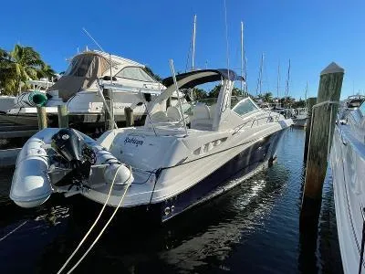 Slide: The Image of 2005 Sea Ray 340 Sundancer docked at marina. - 49