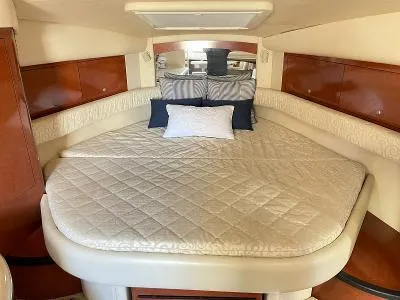 Slide: The Image of Interior of 2005 Sea Ray 340 Sundancer with cozy bed. - 9