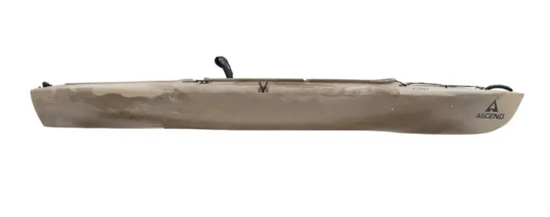 Slide: The Image of 2021 Ascend FS10 Sit-In kayak, side view, beige color. - 3
