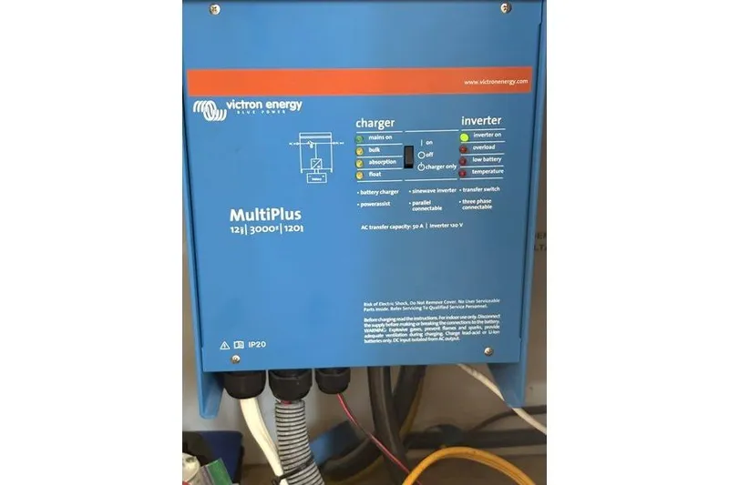 Slide: The Image of Victron Energy MultiPlus charger and inverter on a 1998 Leopard Catamaran. - 30