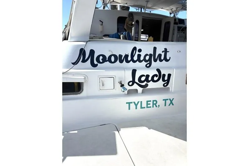 Slide: The Image of 1998 Leopard Catamaran "Moonlight Lady" docked, Tyler, TX. - 7