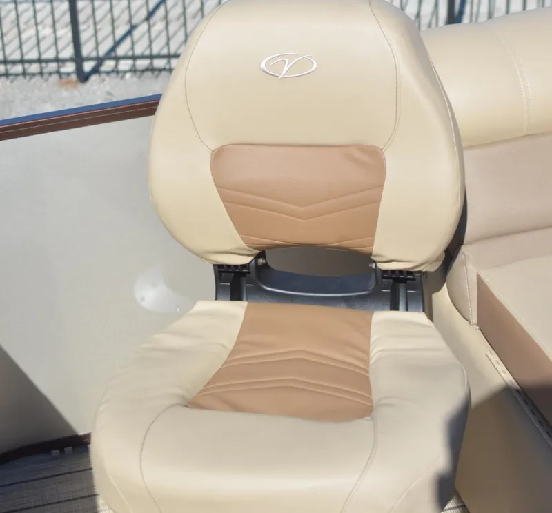 Slide: The Image of 2022 Veranda VF20F4 boat seat with beige and brown upholstery. - 18
