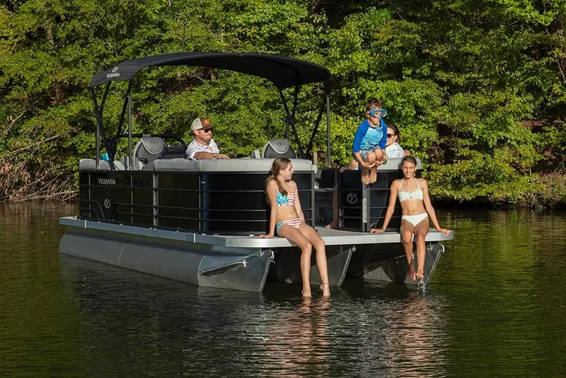 Slide: The Image of 2022 Veranda VISTA VIEW 22RC pontoon boat with people enjoying the water. - 10