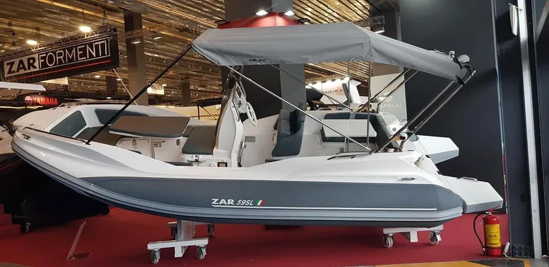 Slide: The Image of Cockpit of 2020 Zar Formenti 59 SL boat with steering wheel and control panel. - 3