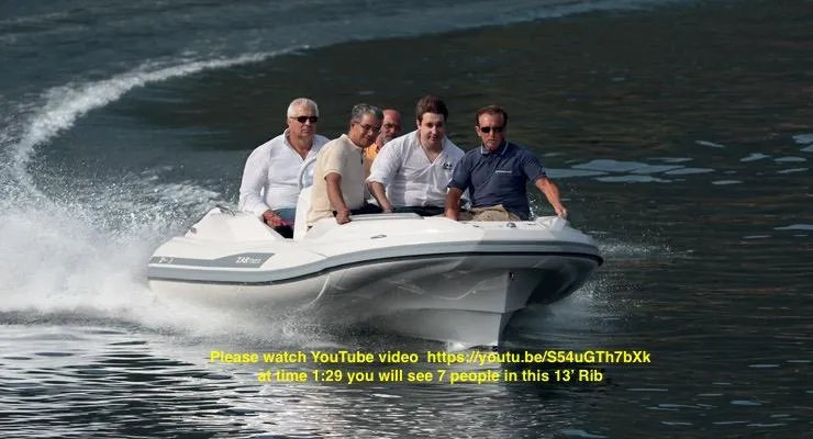 Slide: The Image of 2023 Zar Formenti Tender ZF-3 with five passengers cruising on water. - 8