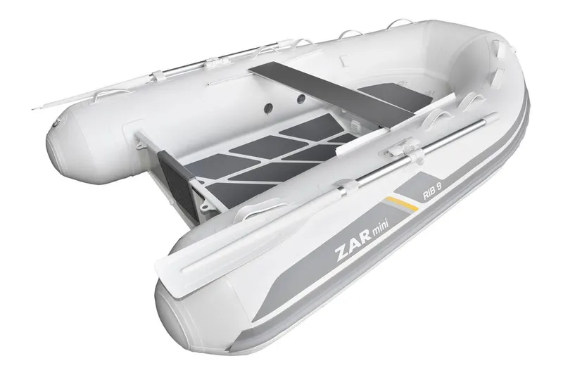 The Image of 2022 ZAR Mini RIB 9 H Lite inflatable boat, white with grey accents. - 1