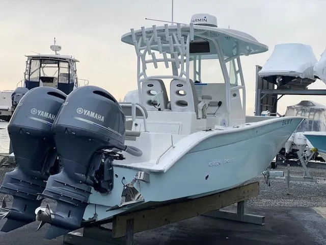 The Image of 2020 Cape Horn 24 XS boat with twin Yamaha engines on display. - 1