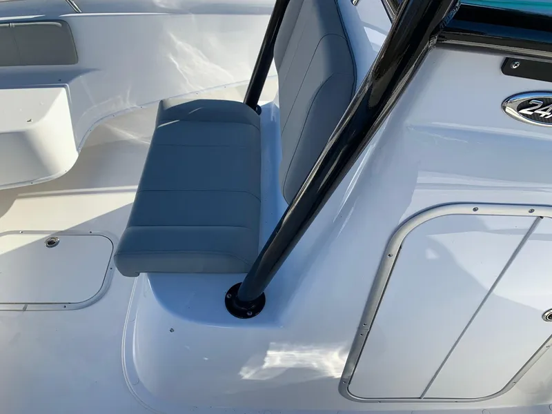 Slide: The Image of 2024 Cape Horn 24 XS boat interior seating and console. - 13