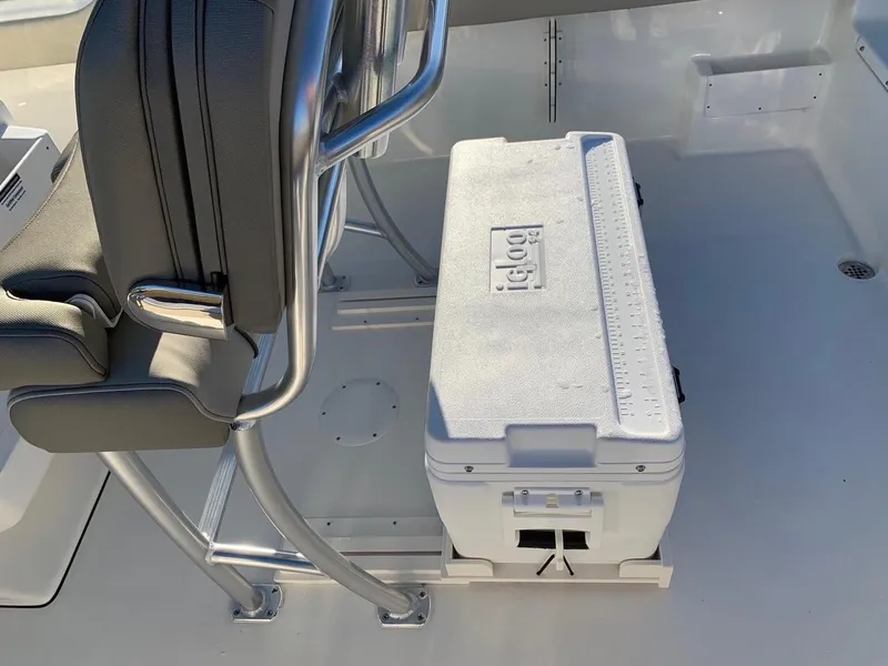 Slide: The Image of Key West 239 FS boat interior with cooler and seating, 2026 model. - 5