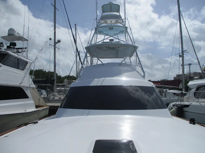 Slide: The Image of 2008 Custom Carolina 53 Sculley yacht docked at marina. - 16
