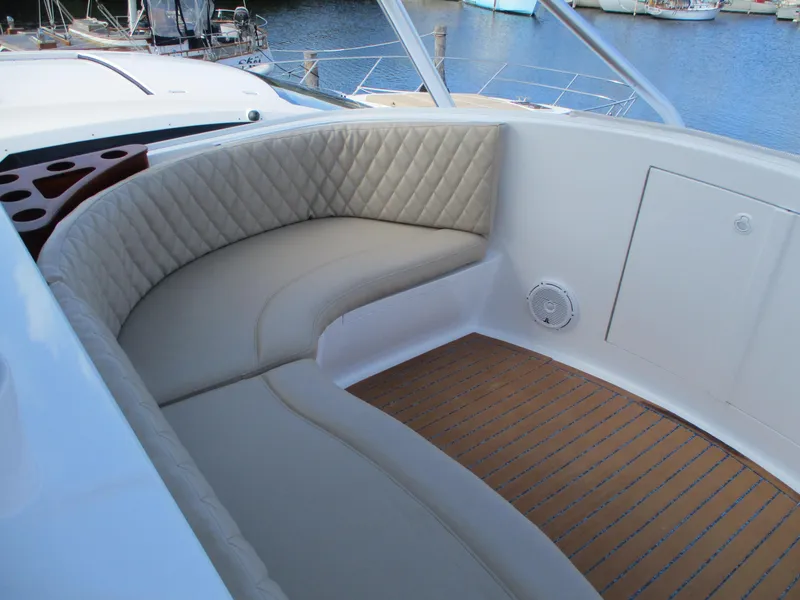 Slide: The Image of Luxurious seating area on a 2008 Custom Carolina 53 Sculley yacht. - 44