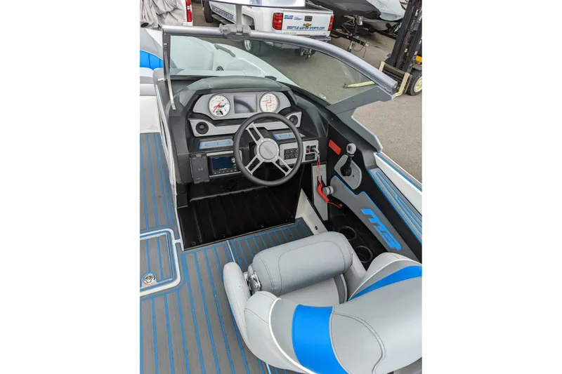 Slide: The Image of 2022 MB B52-21 Classic boat interior with modern dashboard and steering wheel. - 10