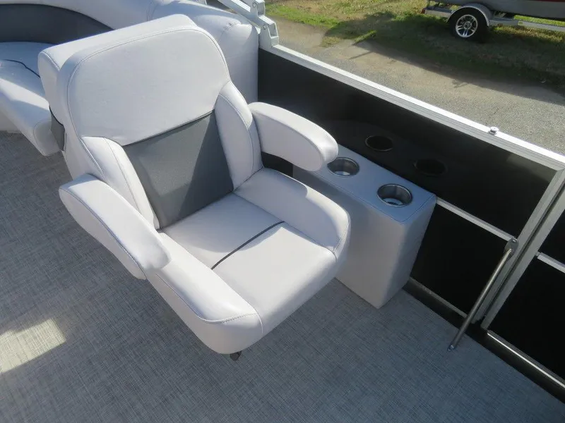 Slide: The Image of 2022 Coach Pontoons 241 RFC captain's chair with cup holders. - 12
