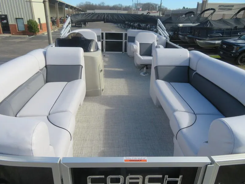 Slide: The Image of 2022 Coach Pontoons 241 RFC interior with spacious seating and modern design. - 19