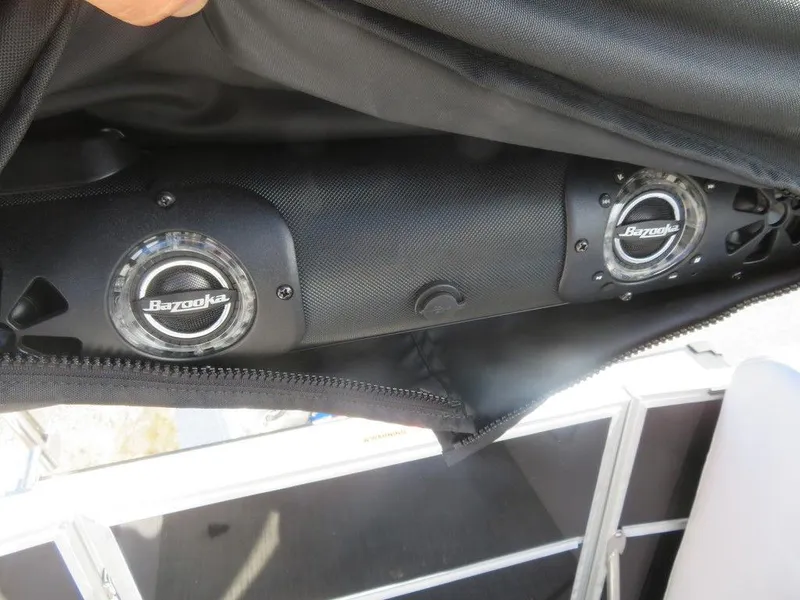 Slide: The Image of Bazooka speakers on a 2022 Coach Pontoons 241 RFC boat. - 22