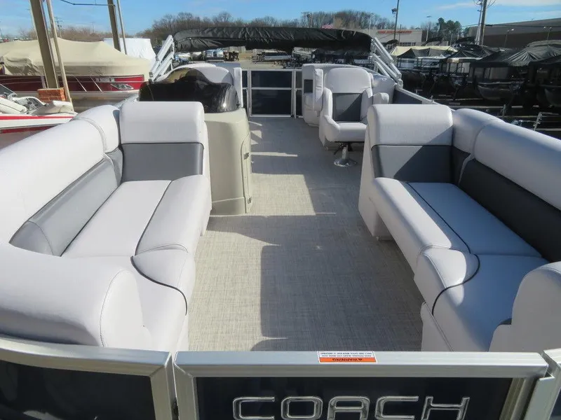 Slide: The Image of 2022 Coach Pontoons 241 RFC interior with spacious seating and modern design. - 11