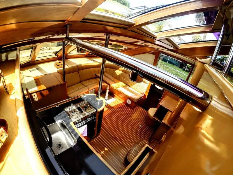 Slide: The Image of Interior of a 2000 Jutson 46 LRC yacht with wooden finish. - 41