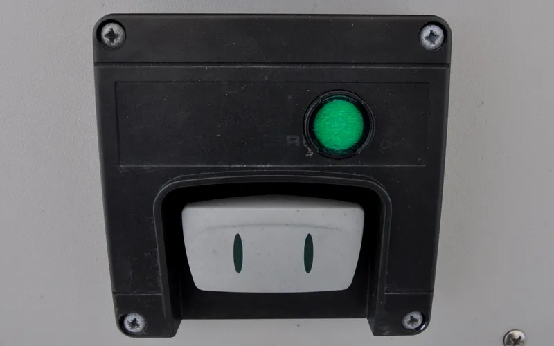 Slide: The Image of Control panel with green button on 2000 Grand Banks Heritage Europa 52 yacht. - 31