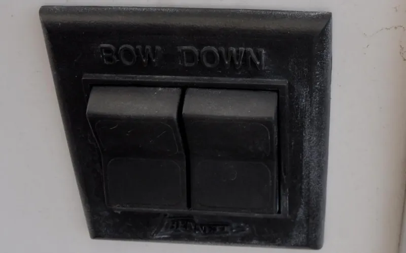 Slide: The Image of "Bow Down" switch panel on 2000 Grand Banks Heritage Europa 52 yacht. - 36