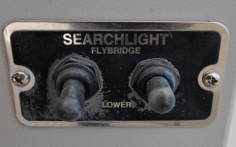 Slide: The Image of Control panel for searchlight on 2000 Grand Banks Heritage Europa 52 flybridge. - 38