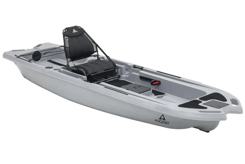 The Image of 2021 Ascend 133X Yak-Power Sit-On kayak in titanium color on concrete surface. - 0