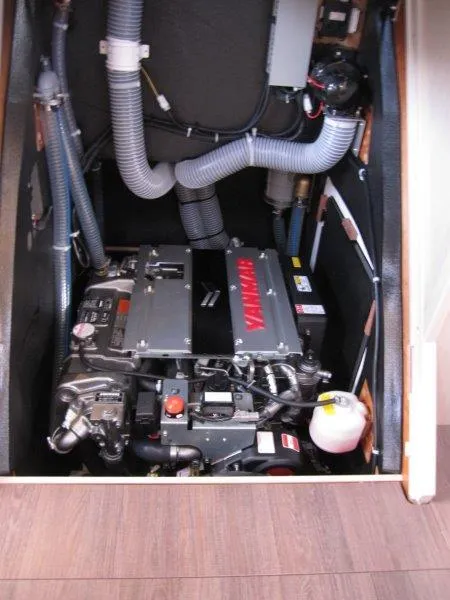 Slide: The Image of Engine compartment of a 2024 Jeanneau 60 yacht with Yanmar engine. - 47