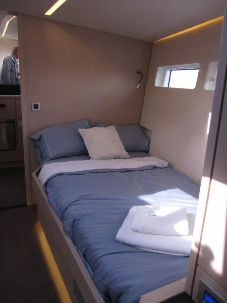 Slide: The Image of Luxurious bedroom interior of 2024 Jeanneau 60 yacht with modern design. - 31