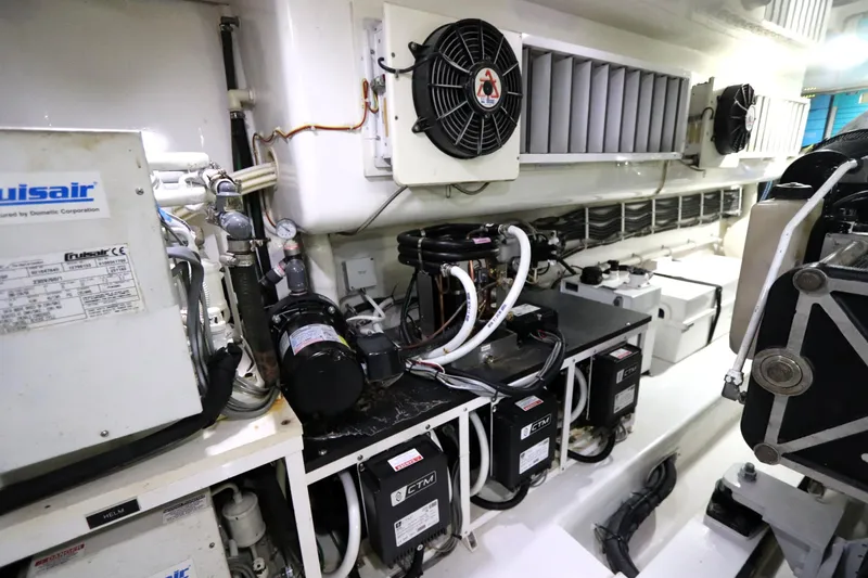 Slide: The Image of Engine room of 2013 Viking 66 yacht with Cruisair systems and equipment. - 48