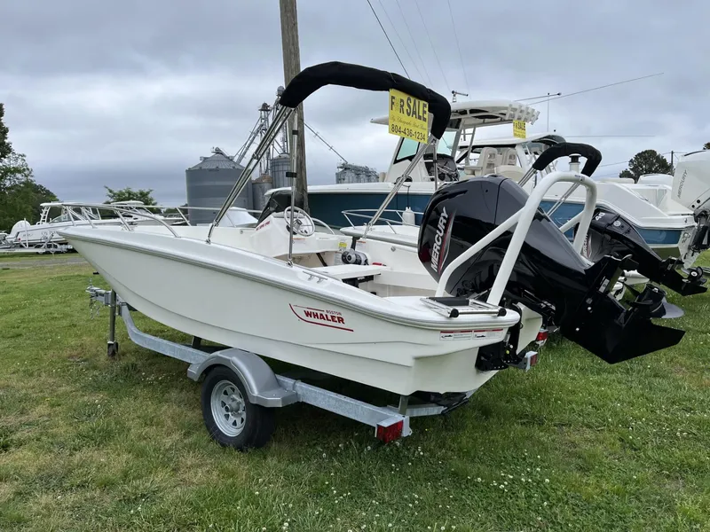 Slide: The Image of 2024 Boston Whaler 160 Super Sport boat for sale on a trailer. - 20