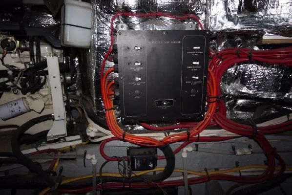 Slide: The Image of Electrical panel in the engine room of 2001 Silverton 42 Convertible. - 52