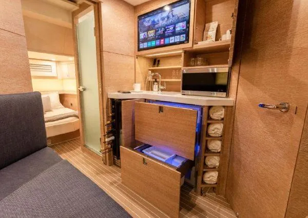 Slide: The Image of Luxurious interior of the 2026 Scout 530 LXF yacht. - 15