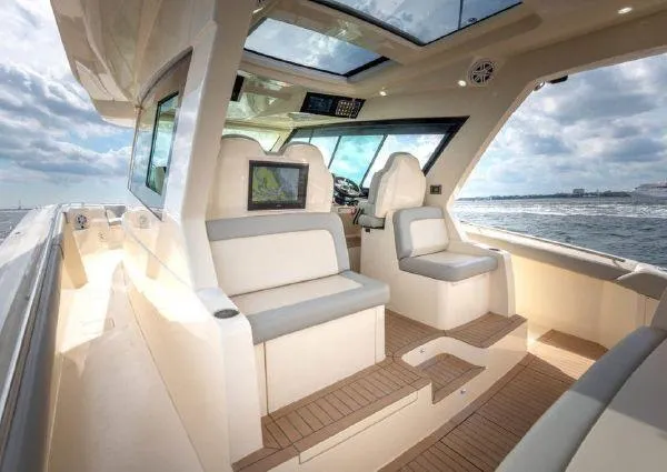 Slide: The Image of Luxurious interior of the 2026 Scout 530 LXF yacht. - 8