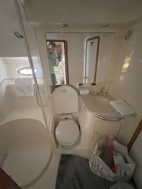 Slide: The Image of Bathroom interior of a 2000 Sea Ray 460 Sundancer yacht. - 18
