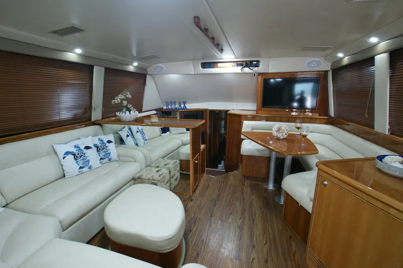 Slide: The Image of Luxurious interior of 2000 Riviera 48 Convertible yacht. - 3