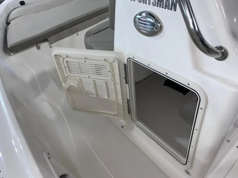 Slide: The Image of 2024 Key West 1720 Sportsman boat interior storage compartment. - 6