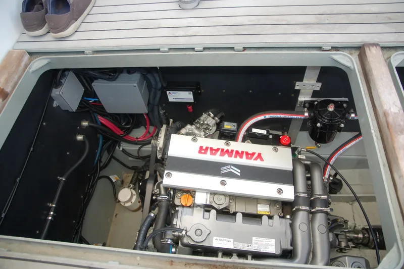 Slide: The Image of Engine compartment of a 2000 Garcia 48 Raised Salon yacht with Yanmar engine. - 38